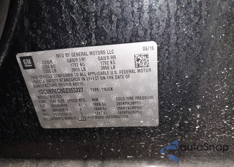 2016 Chevrolet Silverado 1500 2Lt z USA, uszkodzony, nr VIN 1GCVKREC8GZ353227